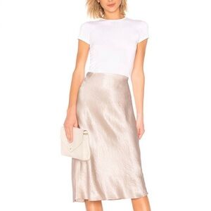 NEW Vince Satin Slip Midi Skirt in Champagne Women's Size XS